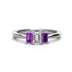 1 - Daria 6x4 mm Emerald Cut Diamond and Amethyst Side Gallery Work Three Stone Engagement Ring 
