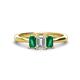 1 - Daria 6x4 mm Emerald Cut Diamond and Emerald Side Gallery Work Three Stone Engagement Ring 