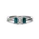 1 - Daria 6x4 mm Emerald Cut Diamond and London Blue Topaz Side Gallery Work Three Stone Engagement Ring 