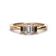 1 - Daria 6x4 mm Emerald Cut Diamond and Smoky Quartz Side Gallery Work Three Stone Engagement Ring 