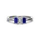 1 - Daria 6x4 mm Emerald Cut Diamond and Blue Sapphire Side Gallery Work Three Stone Engagement Ring 