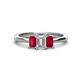 1 - Daria 6x4 mm Emerald Cut Diamond and Ruby Side Gallery Work Three Stone Engagement Ring 