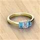 2 - Daria 6x4 mm Emerald Cut Diamond and Blue Topaz Side Gallery Work Three Stone Engagement Ring 