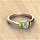 2 - Daria 6x4 mm Emerald Cut Diamond and Peridot Side Gallery Work Three Stone Engagement Ring 