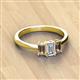 2 - Daria 6x4 mm Emerald Cut Diamond and Smoky Quartz Side Gallery Work Three Stone Engagement Ring 