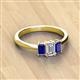 2 - Daria 6x4 mm Emerald Cut Diamond and Blue Sapphire Side Gallery Work Three Stone Engagement Ring 