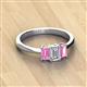 2 - Daria 6x4 mm Emerald Cut Diamond and Pink Sapphire Side Gallery Work Three Stone Engagement Ring 