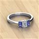 2 - Daria 6x4 mm Emerald Cut Diamond and Iolite Side Gallery Work Three Stone Engagement Ring 
