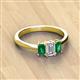2 - Daria 6x4 mm Emerald Cut Diamond and Emerald Side Gallery Work Three Stone Engagement Ring 