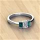 2 - Daria 6x4 mm Emerald Cut Diamond and London Blue Topaz Side Gallery Work Three Stone Engagement Ring 