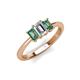 3 - Daria 6x4 mm Emerald Cut Diamond and Lab Created Alexandrite Side Gallery Work Three Stone Engagement Ring 