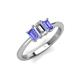 3 - Daria 6x4 mm Emerald Cut Diamond and Tanzanite Side Gallery Work Three Stone Engagement Ring 