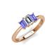 3 - Daria 6x4 mm Emerald Cut Diamond and Tanzanite Side Gallery Work Three Stone Engagement Ring 