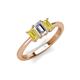 3 - Daria 6x4 mm Emerald Cut Diamond and Yellow Sapphire Side Gallery Work Three Stone Engagement Ring 