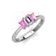3 - Daria 6x4 mm Emerald Cut Diamond and Pink Sapphire Side Gallery Work Three Stone Engagement Ring 