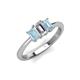 3 - Daria 6x4 mm Emerald Cut Diamond and Aquamarine Side Gallery Work Three Stone Engagement Ring 