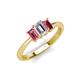 3 - Daria 6x4 mm Emerald Cut Diamond and Pink Tourmaline Side Gallery Work Three Stone Engagement Ring 