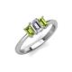 3 - Daria 6x4 mm Emerald Cut Diamond and Peridot Side Gallery Work Three Stone Engagement Ring 