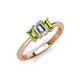 3 - Daria 6x4 mm Emerald Cut Diamond and Peridot Side Gallery Work Three Stone Engagement Ring 