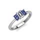 3 - Daria 6x4 mm Emerald Cut Diamond and Iolite Side Gallery Work Three Stone Engagement Ring 