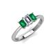 3 - Daria 6x4 mm Emerald Cut Diamond and Emerald Side Gallery Work Three Stone Engagement Ring 