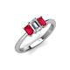 3 - Daria 6x4 mm Emerald Cut Diamond and Ruby Side Gallery Work Three Stone Engagement Ring 