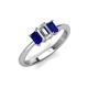 3 - Daria 6x4 mm Emerald Cut Certified Lab Grown Diamond and Blue Sapphire Side Gallery Work Three Stone Engagement Ring 