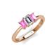 3 - Daria 6x4 mm Emerald Cut Certified Lab Grown Diamond and Pink Sapphire Side Gallery Work Three Stone Engagement Ring 