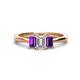 1 - Daria 6x4 mm Emerald Cut Certified Lab Grown Diamond and Amethyst Side Gallery Work Three Stone Engagement Ring 