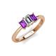 3 - Daria 6x4 mm Emerald Cut Certified Lab Grown Diamond and Amethyst Side Gallery Work Three Stone Engagement Ring 