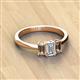 2 - Daria 6x4 mm Emerald Cut Certified Lab Grown Diamond and Smoky Quartz Side Gallery Work Three Stone Engagement Ring 