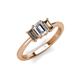 3 - Daria 6x4 mm Emerald Cut Certified Lab Grown Diamond and Smoky Quartz Side Gallery Work Three Stone Engagement Ring 
