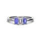 1 - Daria 6x4 mm Emerald Cut Certified Lab Grown Diamond and Tanzanite Side Gallery Work Three Stone Engagement Ring 