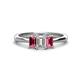 1 - Daria 6x4 mm Emerald Cut Certified Lab Grown Diamond and Pink Tourmaline Side Gallery Work Three Stone Engagement Ring 