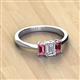2 - Daria 6x4 mm Emerald Cut Certified Lab Grown Diamond and Pink Tourmaline Side Gallery Work Three Stone Engagement Ring 