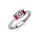 3 - Daria 6x4 mm Emerald Cut Certified Lab Grown Diamond and Pink Tourmaline Side Gallery Work Three Stone Engagement Ring 