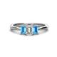 1 - Daria 6x4 mm Emerald Cut Certified Lab Grown Diamond and Blue Topaz Side Gallery Work Three Stone Engagement Ring 