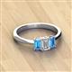 2 - Daria 6x4 mm Emerald Cut Certified Lab Grown Diamond and Blue Topaz Side Gallery Work Three Stone Engagement Ring 