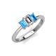 3 - Daria 6x4 mm Emerald Cut Certified Lab Grown Diamond and Blue Topaz Side Gallery Work Three Stone Engagement Ring 
