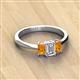 2 - Daria 6x4 mm Emerald Cut Certified Lab Grown Diamond and Citrine Side Gallery Work Three Stone Engagement Ring 
