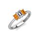 3 - Daria 6x4 mm Emerald Cut Certified Lab Grown Diamond and Citrine Side Gallery Work Three Stone Engagement Ring 