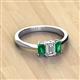 2 - Daria 6x4 mm Emerald Cut Certified Lab Grown Diamond and Emerald Side Gallery Work Three Stone Engagement Ring 
