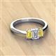 2 - Daria 6x4 mm Emerald Cut Certified Lab Grown Diamond and Yellow Sapphire Side Gallery Work Three Stone Engagement Ring 