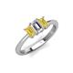 3 - Daria 6x4 mm Emerald Cut Certified Lab Grown Diamond and Yellow Sapphire Side Gallery Work Three Stone Engagement Ring 