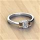 2 - Daria 6x4 mm Emerald Cut Certified Lab Grown Diamond and Smoky Quartz Side Gallery Work Three Stone Engagement Ring 