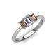 3 - Daria 6x4 mm Emerald Cut Certified Lab Grown Diamond and Smoky Quartz Side Gallery Work Three Stone Engagement Ring 