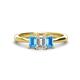 1 - Daria 6x4 mm Emerald Cut Certified Lab Grown Diamond and Blue Topaz Side Gallery Work Three Stone Engagement Ring 