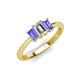 3 - Daria 6x4 mm Emerald Cut Certified Lab Grown Diamond and Tanzanite Side Gallery Work Three Stone Engagement Ring 