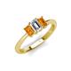 3 - Daria 6x4 mm Emerald Cut Certified Lab Grown Diamond and Citrine Side Gallery Work Three Stone Engagement Ring 