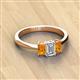 2 - Daria 6x4 mm Emerald Cut Certified Lab Grown Diamond and Citrine Side Gallery Work Three Stone Engagement Ring 